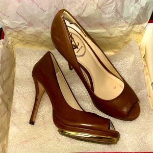 Brown Peep Toe Heels